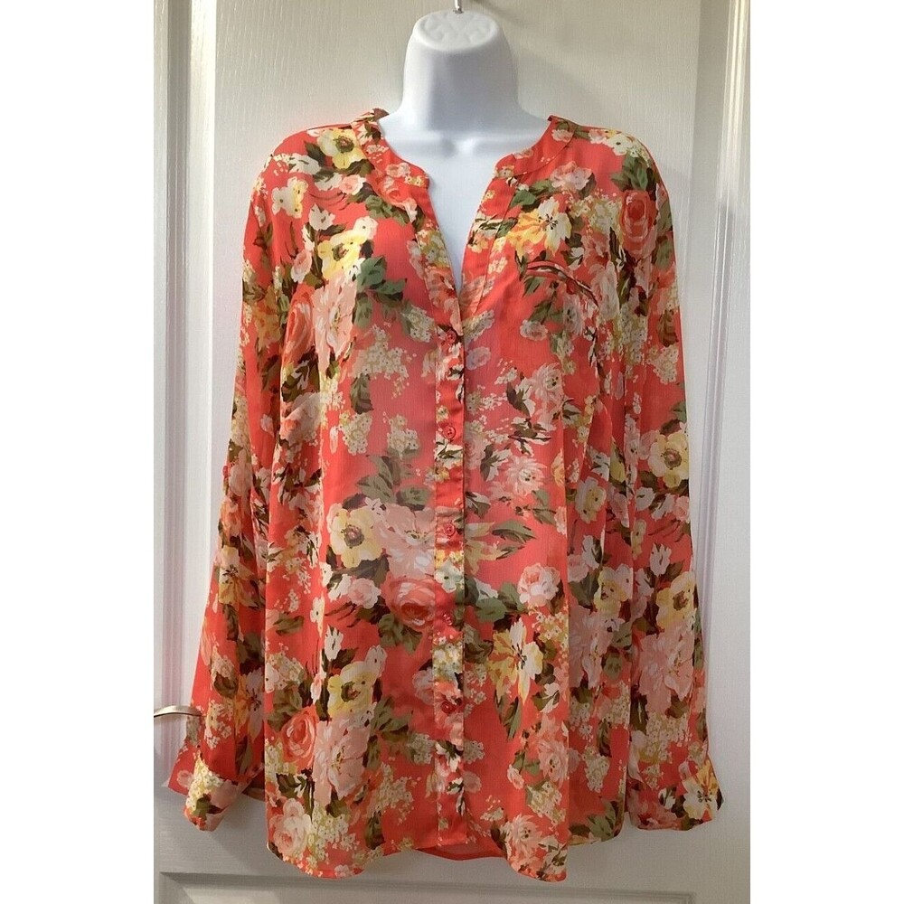 KUT From the Kloth Blouse Womens 1X Sheer Floral